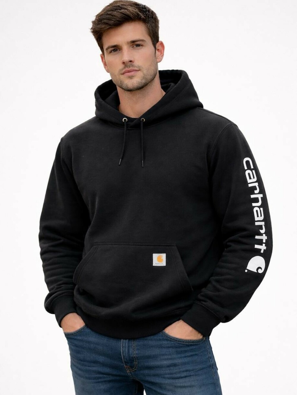 Carhartt Men's Midweight Loose Fit Sleeve Logo Hooded Sweatshirt Size Large